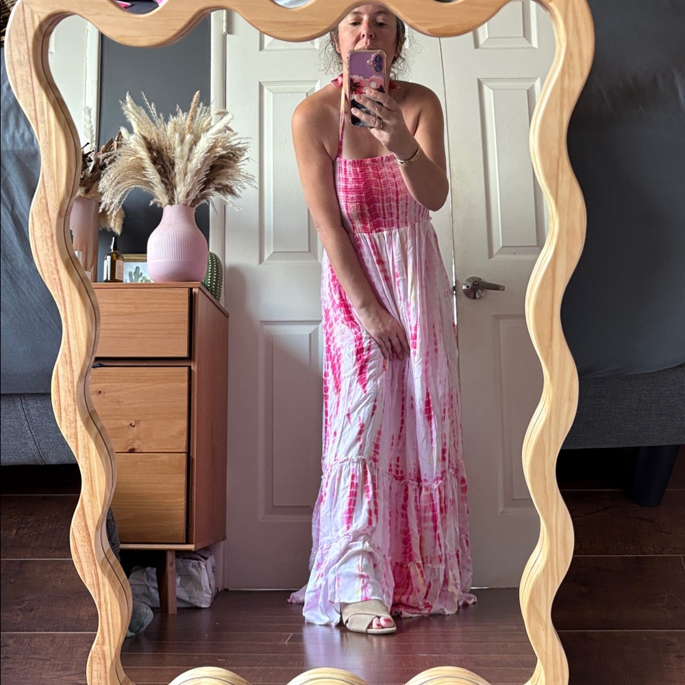 ASA KAFTANS Venice Abbott Kinney Pink Tie-Dye Halter Maxi Dress - Picture 4 of 13